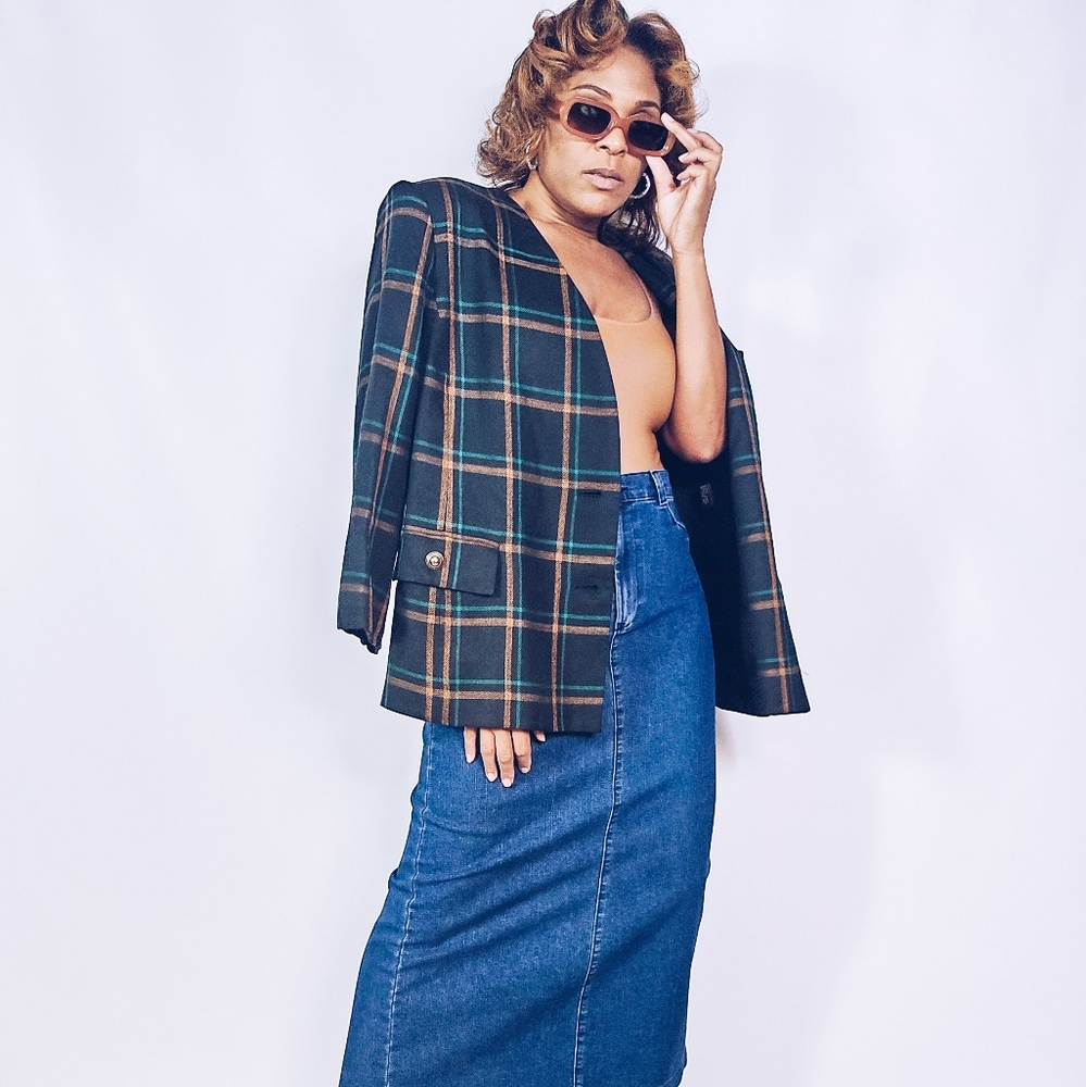 Kasper Vintage Plaid Blazer